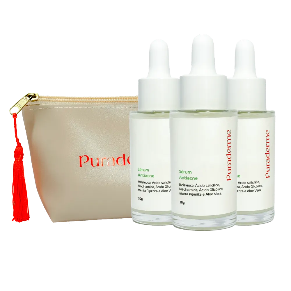 3 Séruns Antiacne Puraderme (30 g cada) + Necessaire